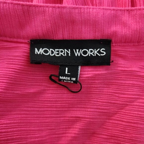 NWOT Modern Works Rayon Blend Blouse Pink Large - Picture 3 of 4